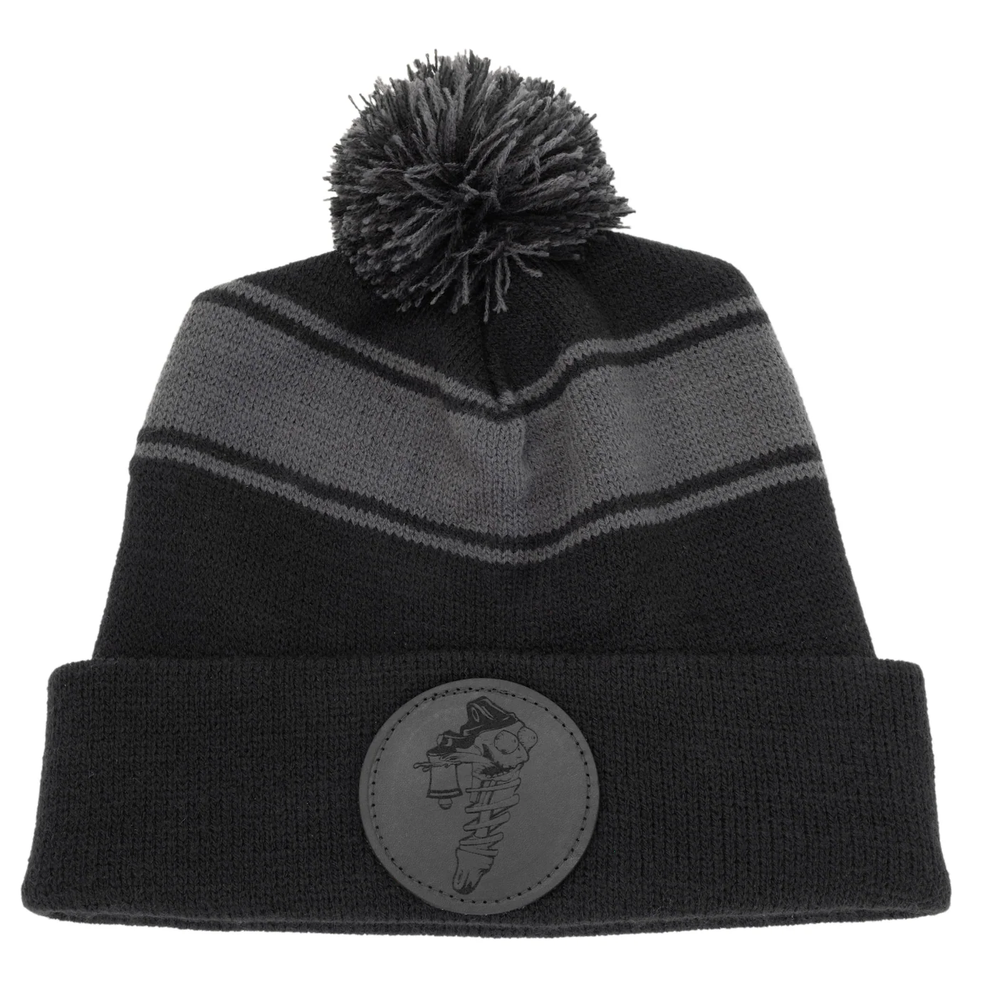Pom Pom Beanie (Black & Grey) - Image 2