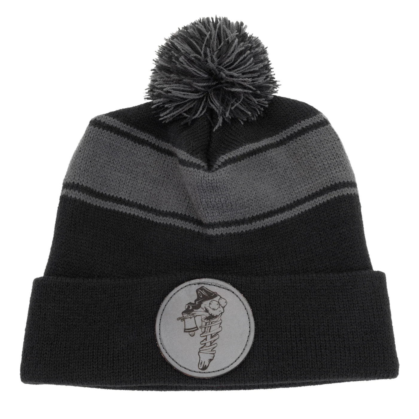 Pom Pom Beanie (Black & Grey) - Image 3