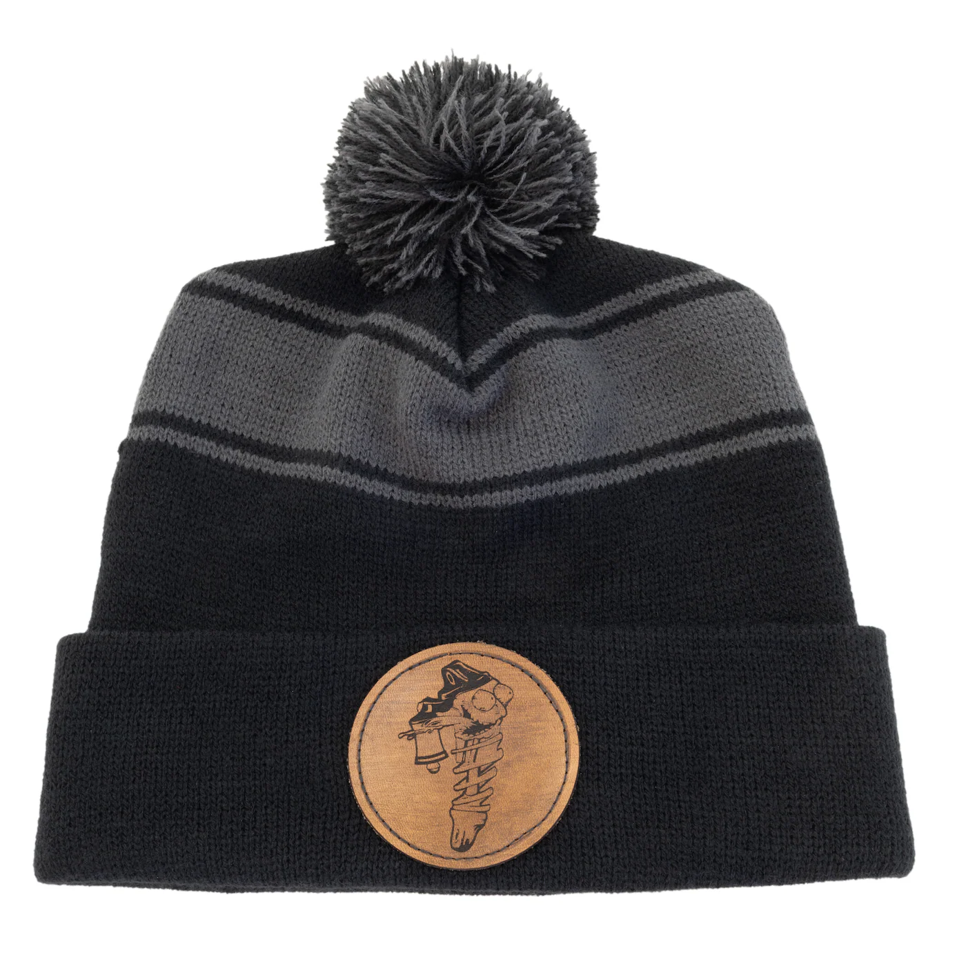 Pom Pom Beanie (Black & Grey) - Image 4