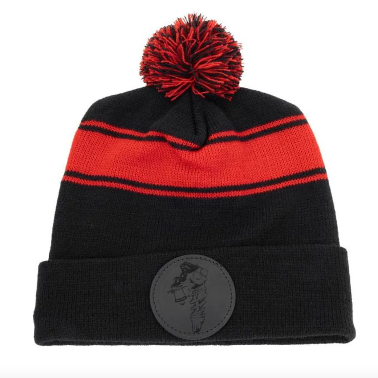 Pom Pom Beanie (Red & Black) - Image 3